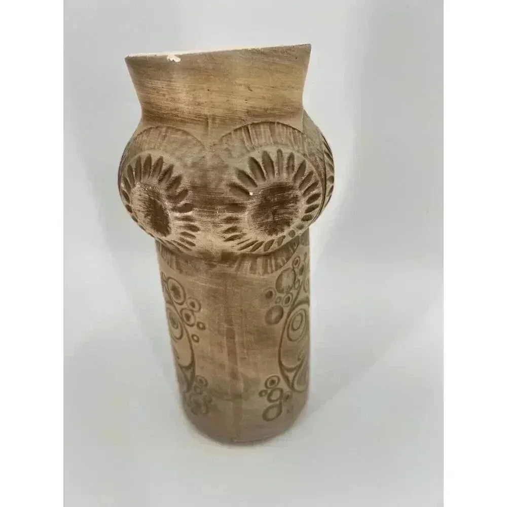 VINTAGE McCoy Vase Scandia #620 Beige Tan Taupe Pottery Butterfly Mid Century